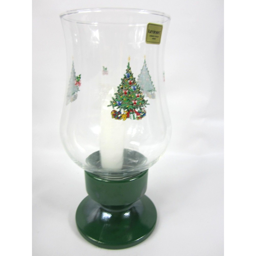 Vintage Avon Christmas Traditions Glassware Hurricane Candle Holder New - Picture 3 of 5